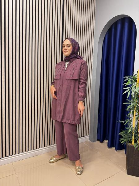 CLEMENCE 1452 TENCEL PANTOLONLU TAKIM MOR