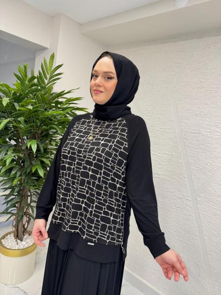 CLEMENCE 1529 ÖRME KREP ETEKLİ TAKIM SİYAH