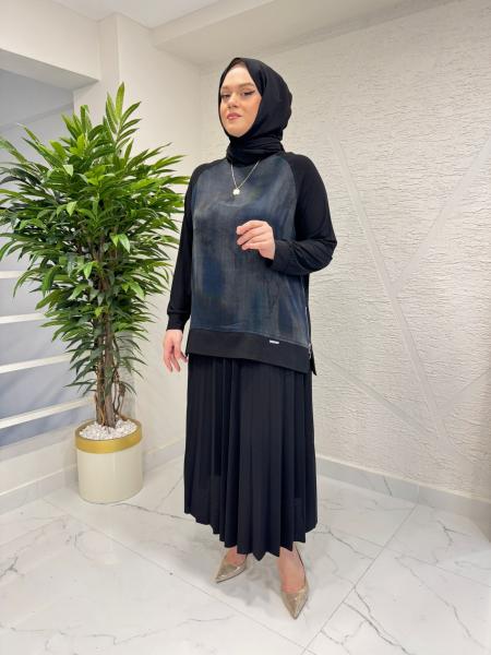 CLEMENCE 1542 ÖRME KREP ETEKLİ TAKIM SİYAH