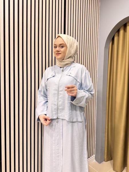 CEREMONY 5960 BOLEROSU PİLE DETAYLI PASION ELBİSELİ TAKIM MAVİ