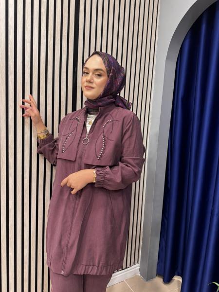 CLEMENCE 1452 TENCEL PANTOLONLU TAKIM MOR