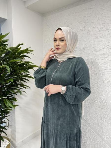 CLEMENCE 5411 İPEK ELBİSE YEŞİL