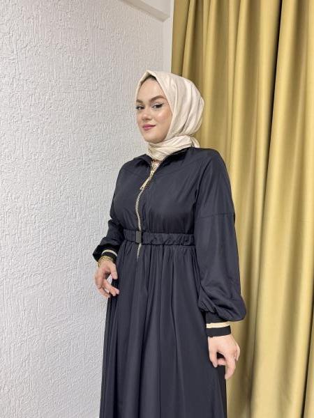 MISSEMRAMISS 4828 SHINY ZIPPER ELBİSE SİYAH