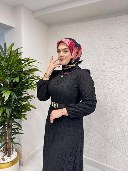 MYRED 50018 DANTEL ELBİSE SİYAH