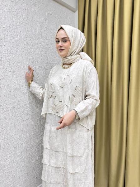 CEREMONY 5766 KAT KAT KALIMNOS ELBİSE MARSHMALLOW