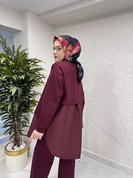 CEREMONY 6931 ÖNÜ GOLD DÜĞME DETAYLI PANTOLONLU TAKIM BORDO