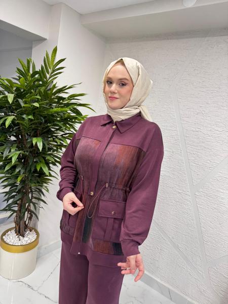 YAREN CLARA 2297 ÇİFT CEP PİKE PANTOLON TAKIM BORDO