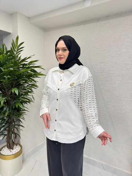 CEREMONY 26Y119 SİMETRİK FİLE DETAYLI NEPTÜN BLUZ EKRU