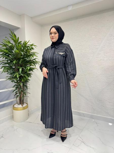 CEREMONY 26Y721 İSTİRİDYE İŞLEMELİ MİRANDA ELBİSE SİYAH