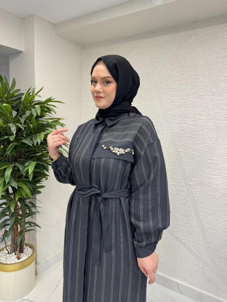 CEREMONY 26Y721 İSTİRİDYE İŞLEMELİ MİRANDA ELBİSE SİYAH