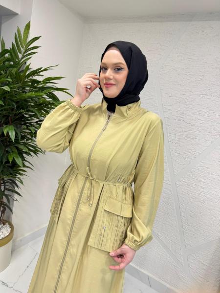 CEREMONY 26Y817 YAKASI ÇIT ÇIT DETAYLI VE KRAŞLI SAFARİ KAP SARI