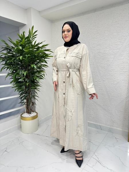 CEREMONY 26Y818 ROBASI PİLELİ ÖN BEDENİ GEOMETRİK APLİKELİ SAFARİ KAP TAŞ