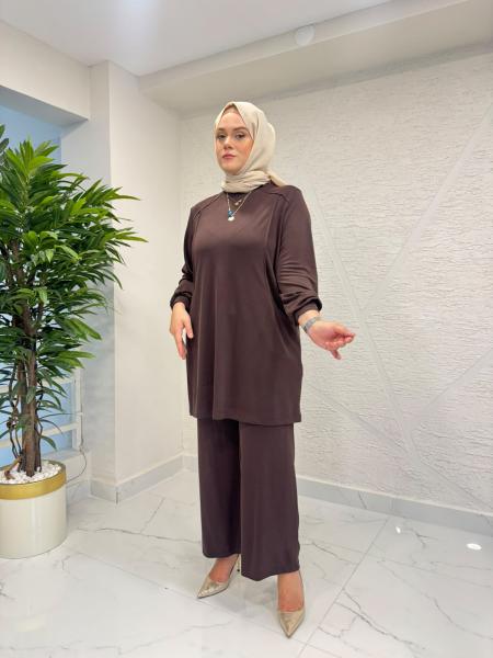 MİHRAN 3052 PANTOLONLU TAKIM KAHVERENGİ