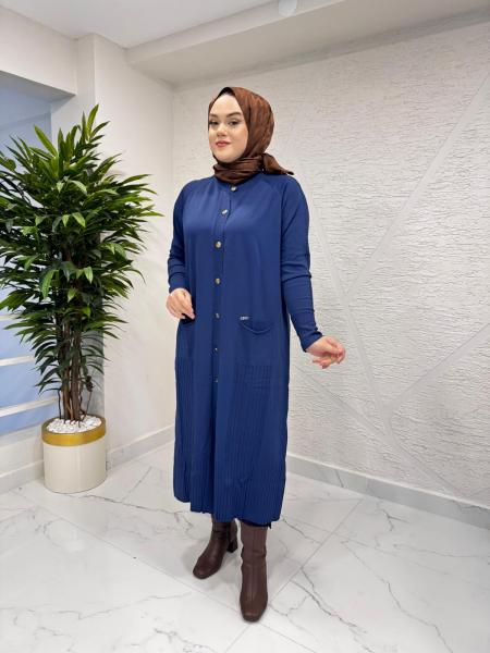 NİLİWİ 3055 ETEK UCU FİTİLLİ ARA BOY TRİKO HIRKA LACİVERT