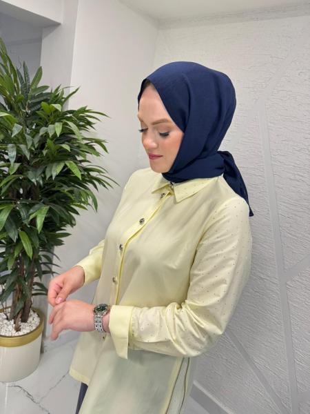 OTTO 3408 YANDAN FERMUARLI TUNİK SARI