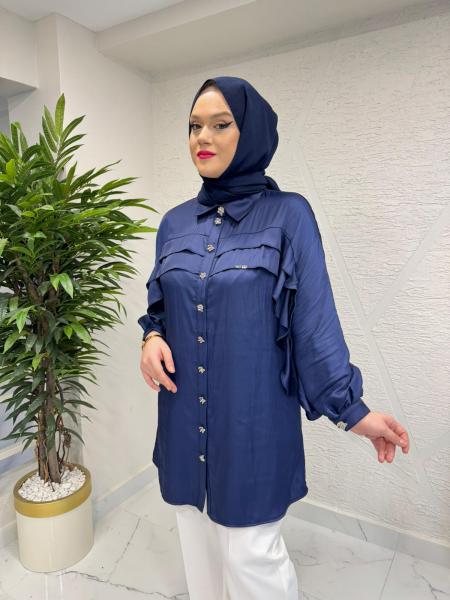 OTTO 3431 ÖNÜ VOLANLI TUNİK LACİVERT