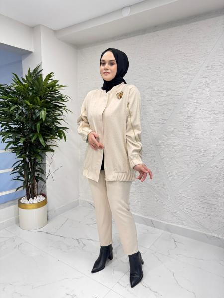 MISSEMRAMISS 4885 GLOWE BOMBER CEKET PANTOLON TAKIM BEJ