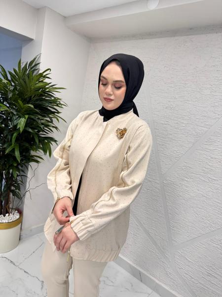 MISSEMRAMISS 4885 GLOWE BOMBER CEKET PANTOLON TAKIM BEJ