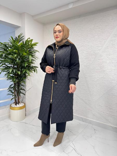 MISSEMRAMISS 4960 VELURE KAPİTONE UZUN MONT SİYAH