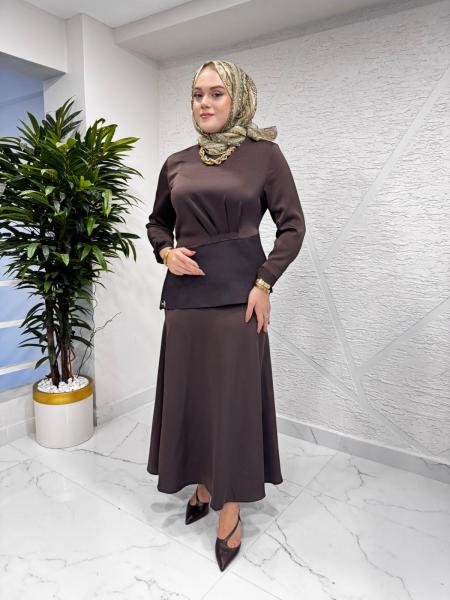 MISSEMRAMISS 4978 SAPHİRA ETEKLİ TAKIM KAHVERENGİ