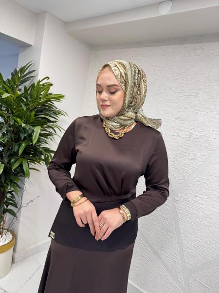 MISSEMRAMISS 4978 SAPHİRA ETEKLİ TAKIM KAHVERENGİ