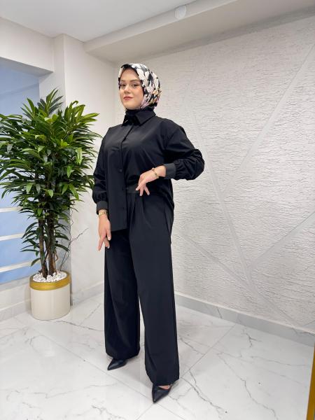 MISSEMRAMISS 4980 CORE GÖMLEK PANTOLON TAKIM SİYAH