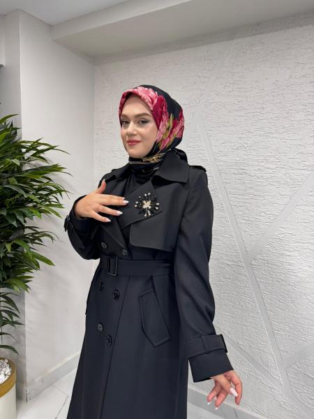 MISSEMRAMISS 5019 ROSE TRENÇKOT SİYAH