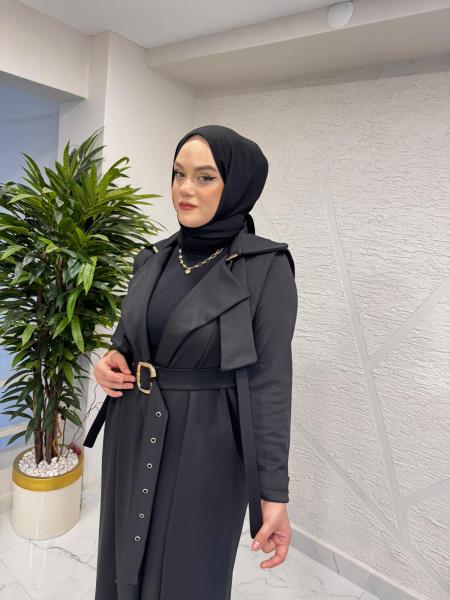 MISSEMRAMISS 5047 INVERNO SCUBA TRENÇKOT SİYAH