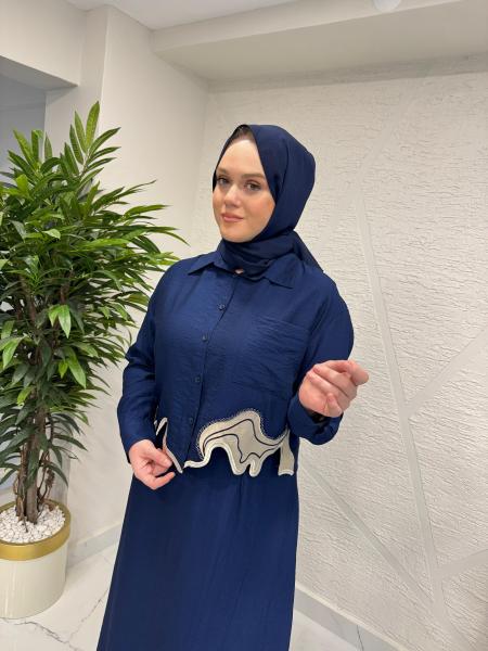 MISSEMRAMISS 5170 CUT SHIRT ELBİSE GÖMLEK TAKIM LACİVERT