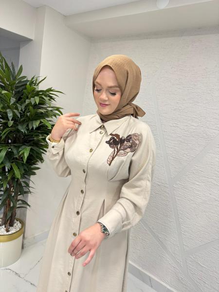 MISSEMRAMISS 5173 BELLEZZA ELBİSE BEJ