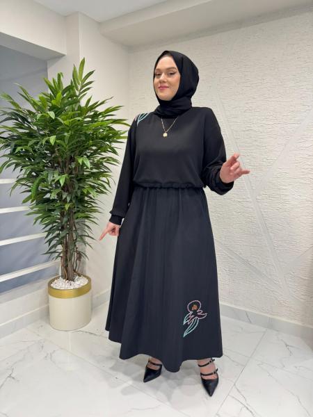 MISSEMRAMISS 5189 NAKIŞLI DUO ELBİSE SİYAH