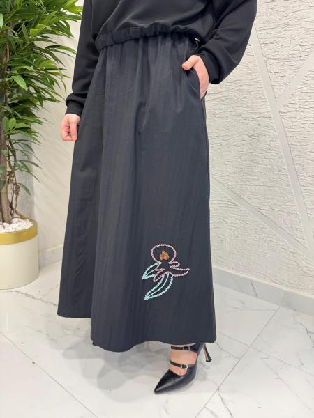 MISSEMRAMISS 5189 NAKIŞLI DUO ELBİSE SİYAH