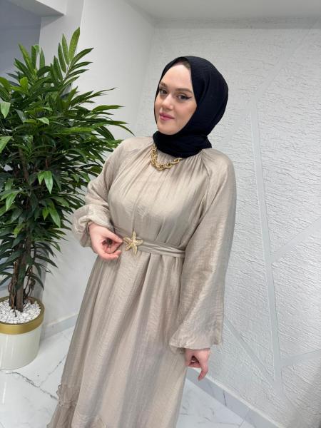 MISSEMRAMISS 5206 VERDEA ELBİSE BEJ