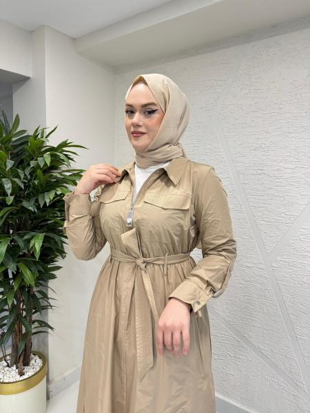 MISSEMRAMISS 5208 SERA GÖMLEK ELBİSE BEJ