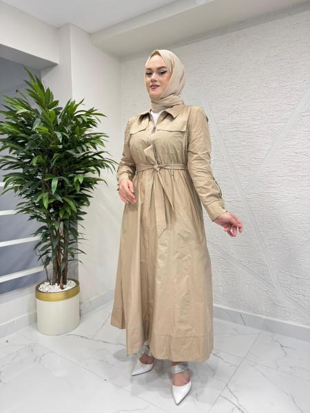 MISSEMRAMISS 5208 SERA GÖMLEK ELBİSE BEJ