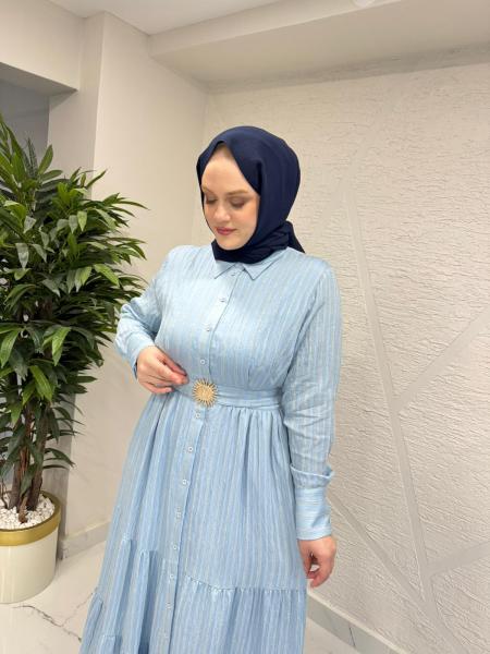 MISSEMRAMISS 5248 SUMMER LİNE DRESS AÇIK MAVİ