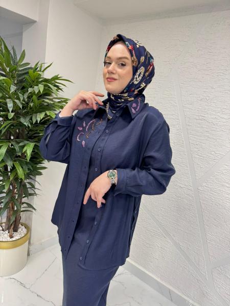 MISSEMRAMISS 5250-5251 EMPERA İÇ ELBİSE ELEGANT FLOW GÖMLEK İNDİGO