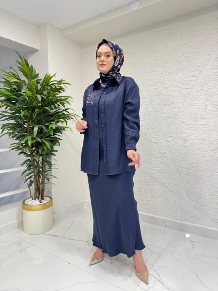 MISSEMRAMISS 5250-5251 EMPERA İÇ ELBİSE ELEGANT FLOW GÖMLEK İNDİGO