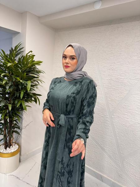 CLEMENCE 5397 İPEK ELBİSE YEŞİL