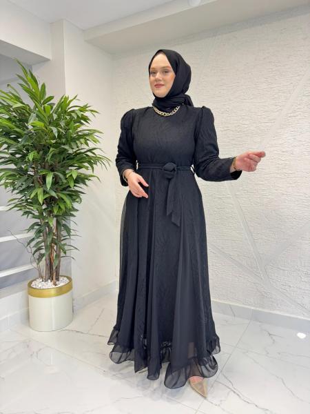 OTTO 5412 YAPRAK DESENLİ ELBİSE SİYAH