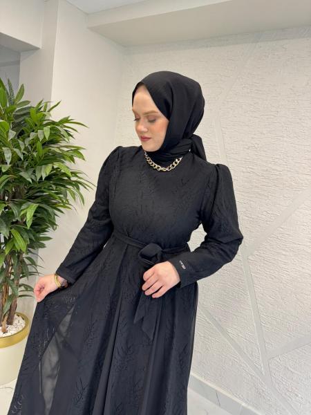 OTTO 5412 YAPRAK DESENLİ ELBİSE SİYAH