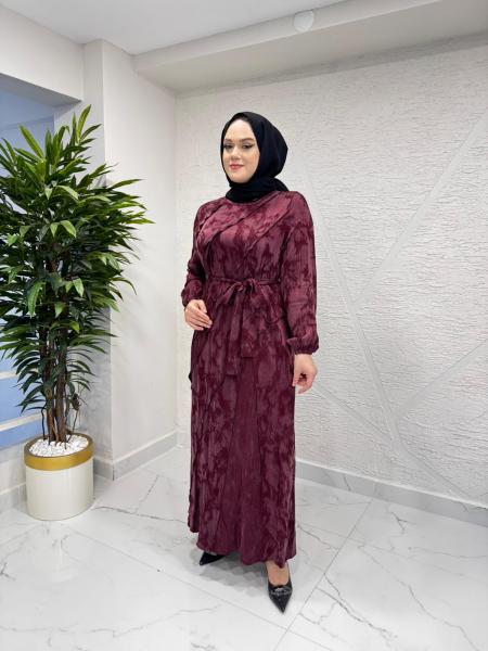 CLEMENCE 5417 İPEK ELBİSE BORDO