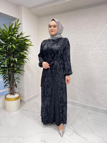 CLEMENCE 5417 İPEK ELBİSE SİYAH