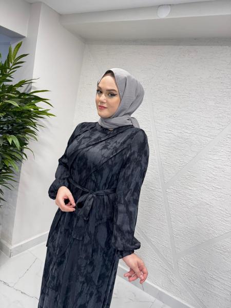 CLEMENCE 5417 İPEK ELBİSE SİYAH