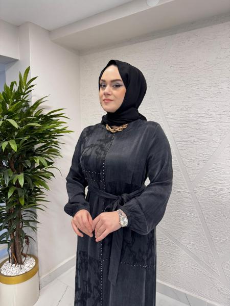 CLEMENCE 5462 İPEK ELBİSE SİYAH