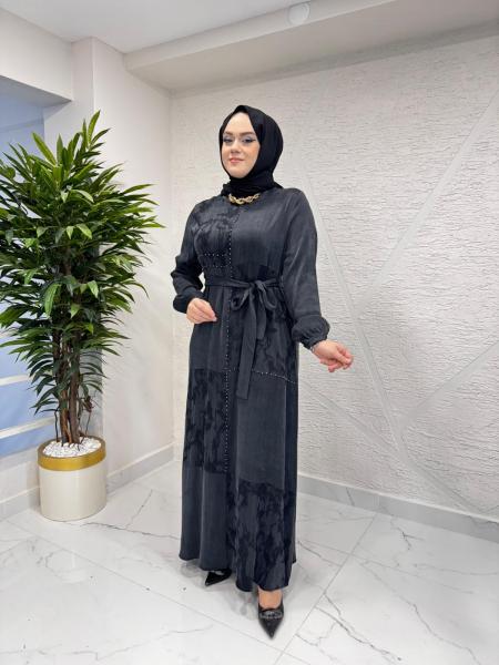 CLEMENCE 5462 İPEK ELBİSE SİYAH