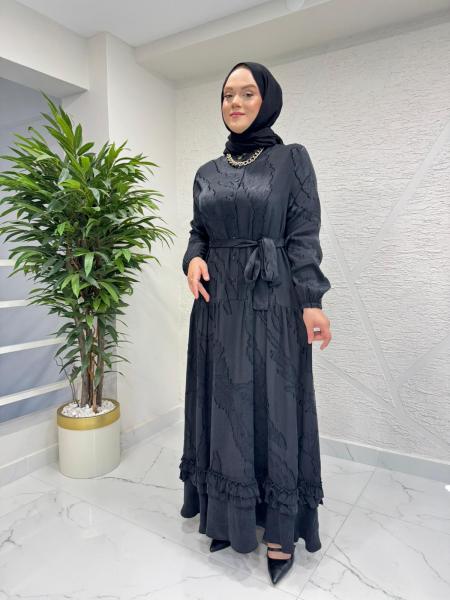 CLEMENCE 5511 İPEK ELBİSE SİYAH