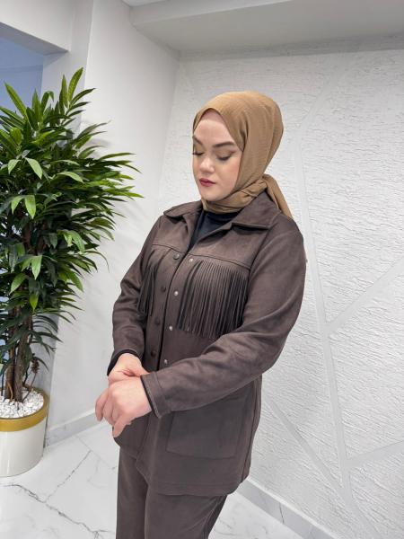 LİSA 6069 SÜET PÜSKÜLLÜ TAKIM KAHVERENGİ