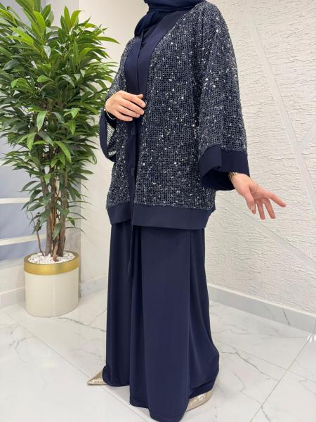 QASHE 6492 ÜÇLÜ TAKIM LACİVERT