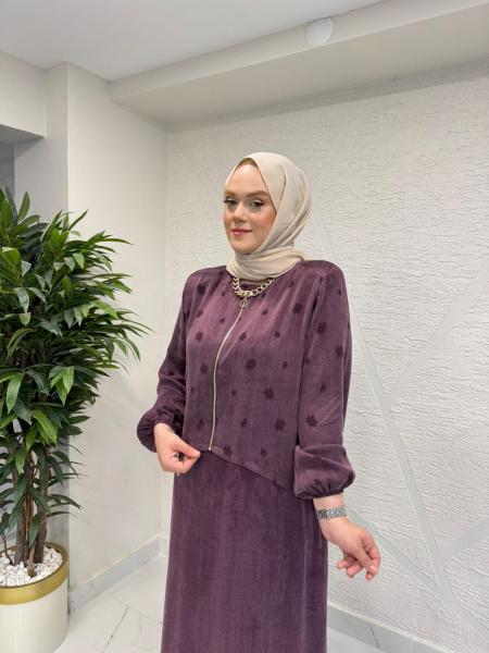 QASHE 6624 FERMUARLI ELBİSE MÜRDÜM